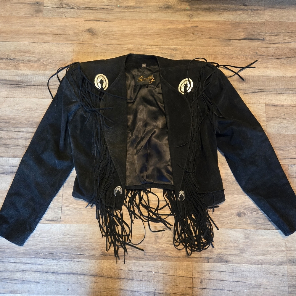 Vintage leather fringe jacket